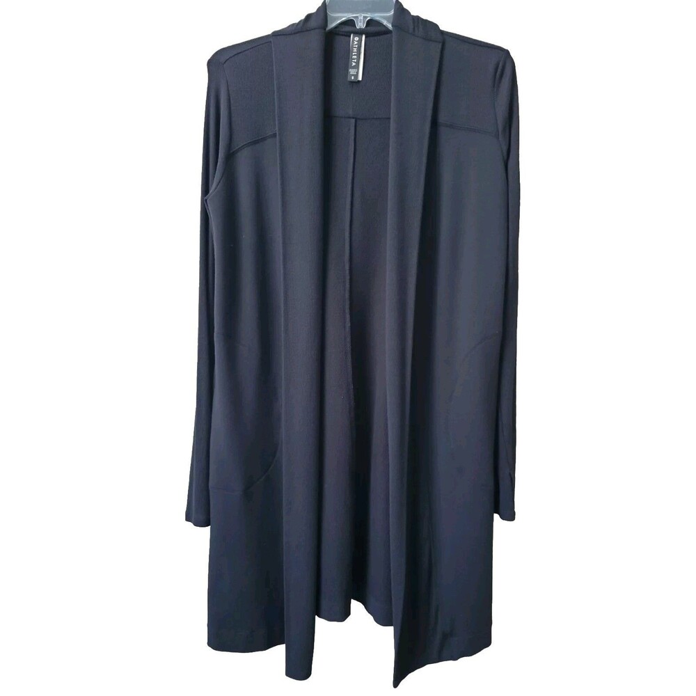 Athleta Black Canopy Wrap in Nirvana Thumbholes Pockets Size Small Cotton Blend